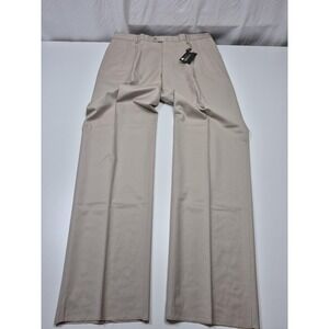 Zanieri Dress Pants Mens 42x36 Beige Wool Pleated Classic Fit Unhemmed NWT Italy